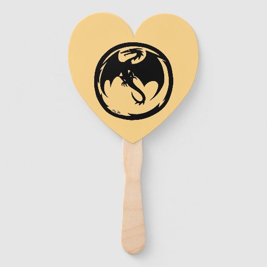 Black Dragon gold heart hand fans Fächer (Vorderseite)