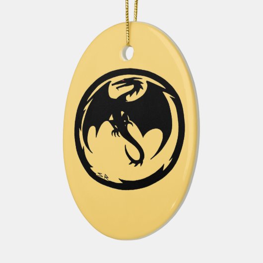 Black Dragon Gold Keramik Ornament (Links)