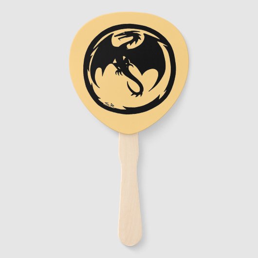 Black Dragon gold paddle hand fans Fächer (Vorderseite)