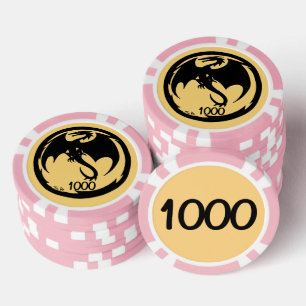 Black Dragon gold pink 1000 gestreifter Poker Chip