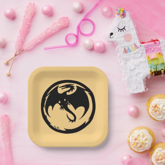 Black Dragon gold-quadratische Teller (Party)