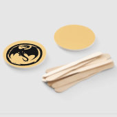 Black Dragon gold round hand fans Fächer (Non-assembled)