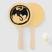 Black Dragon gold round hand fans Fächer (Vorne und Hinten)