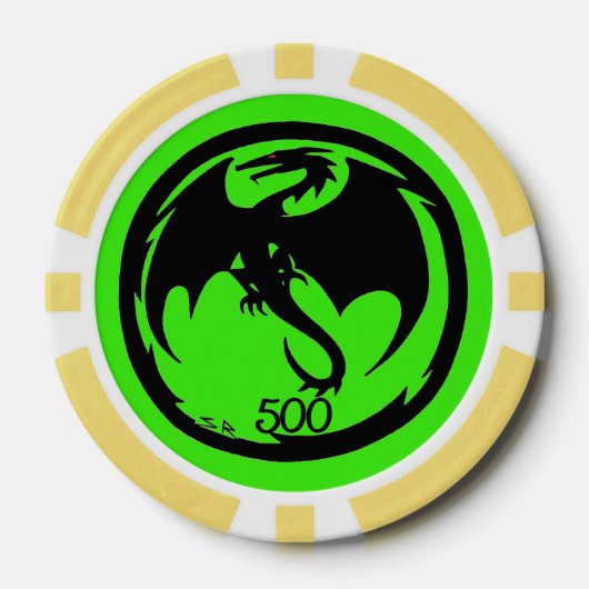 Black Dragon Green 500 Striped Poker Chip (Vorderseite)