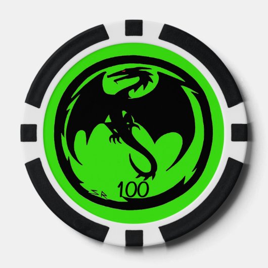 Black Dragon Green Black 100 Striped Poker Chip (Vorderseite)