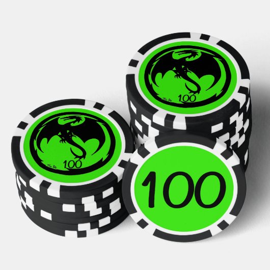 Black Dragon Green Black 100 Striped Poker Chip (Stapel)