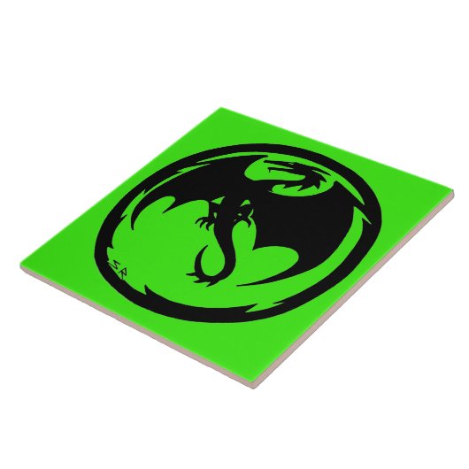 Black Dragon Green große Fliese (Seite)