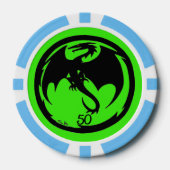 Black Dragon green lt blue 50 gestreifter Poker Ch Pokerchips (Vorderseite)