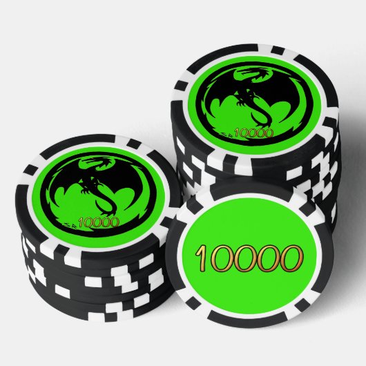 Black Dragon Grn Black Gold 10K Stripe Poker Chip (Stapel)