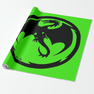 Black Dragon grünes, mattes Papier, groß Geschenkpapier