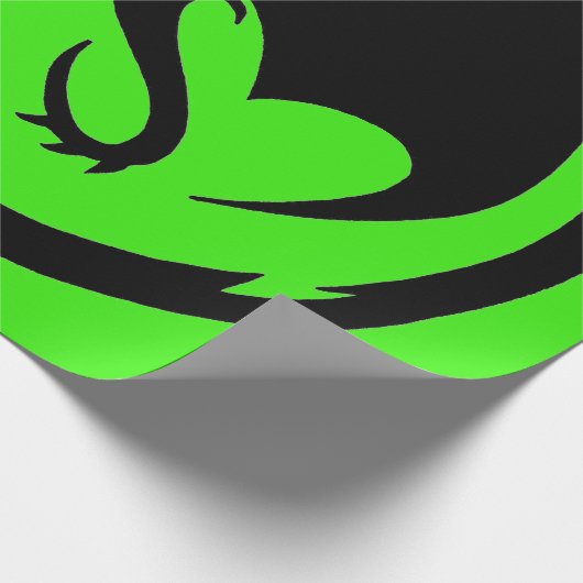 Black Dragon grünes, mattes Papier, groß Geschenkpapier (Ecke)