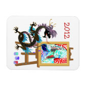 Black Dragon malt Ihr Portrait auf Premium Magne Magnet (Horizontal)