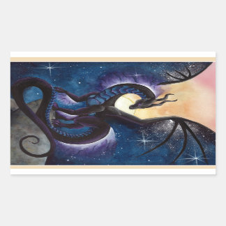 Black Dragon mit Night Sky von Carla Morrow Rechteckiger Aufkleber