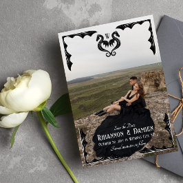 Black Dragon Monogram Fantasy Wedding Foto Save The Date
