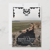 Black Dragon Monogram Fantasy Wedding Foto Save The Date (Vorderseite)