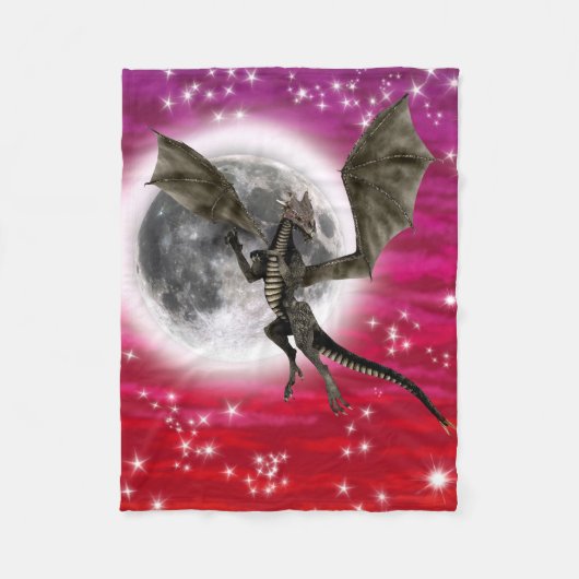 Black Dragon - Mythische Fantasie Kreatur Roter Hi Fleecedecke (Vorderseite)