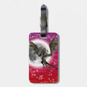 Black Dragon - Mythische Fantasie Kreatur Roter Hi Gepäckanhänger (Rückseite vertikal)