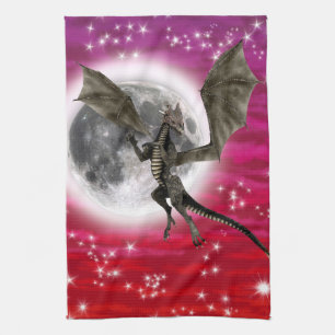 Black Dragon - Mythische Fantasie Kreatur Roter Hi Geschirrtuch