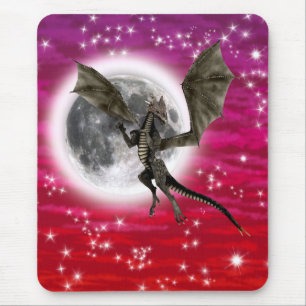 Black Dragon - Mythische Fantasie Kreatur Roter Hi Mousepad
