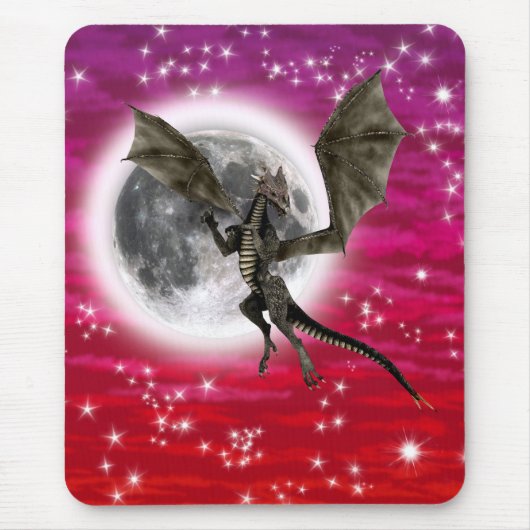 Black Dragon - Mythische Fantasie Kreatur Roter Hi Mousepad (Vorne)