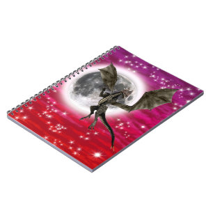 Black Dragon - Mythische Fantasie Kreatur Roter Hi Notizblock