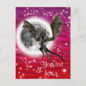 Black Dragon - Mythische Fantasie Kreatur Roter Hi Postkarte (Vorderseite)