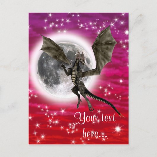 Black Dragon - Mythische Fantasie Kreatur Roter Hi Postkarte (Vorderseite)