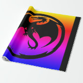 Black Dragon Neon glänzende Packpapier groß (Ungerollt)