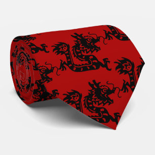Black Dragon Papercut Chinesisch Neujahr Zodiac Re Krawatte
