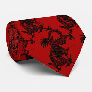 Black Dragon Papercut Chinesisch Neujahr Zodiac Re Krawatte
