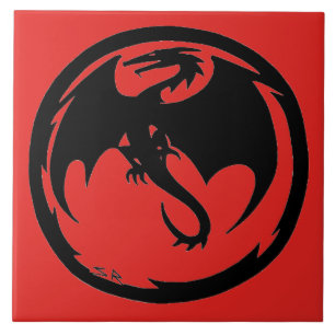 Black Dragon Red große Fliese