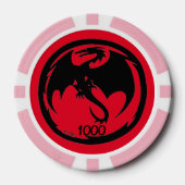 Black Dragon Red Rosa 1000 gestreifter Poker Chip (Vorderseite)