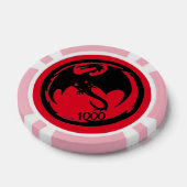 Black Dragon Red Rosa 1000 gestreifter Poker Chip (Einzeln)