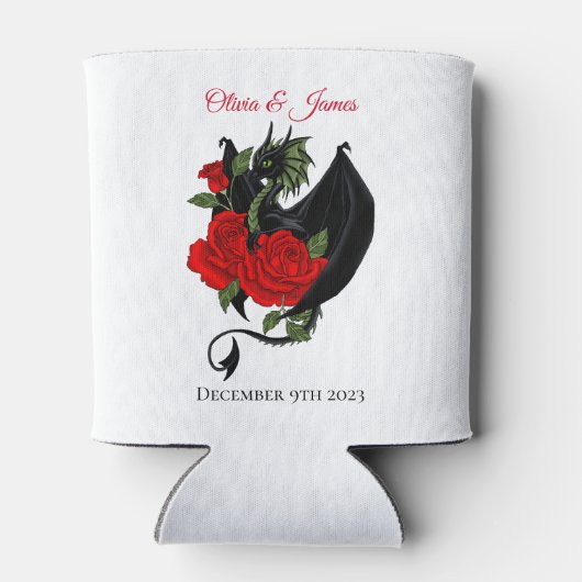 Black Dragon Rote Rose Fantasy Dosenkühler (Rückseite)