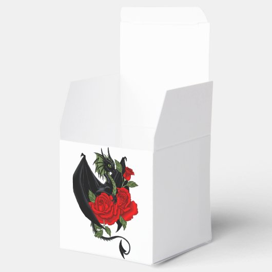 Black Dragon Rote Rose Fantasy Geschenkschachtel (Geöffnet)