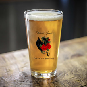 Black Dragon Rote Rose Fantasy Glas