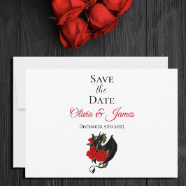 Black Dragon Rote Rose Fantasy Save The Date