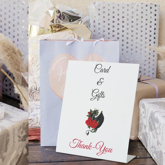 Black Dragon Rote Rose Fantasy Sockelschild