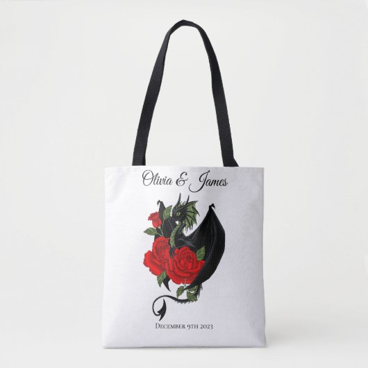 Black Dragon Rote Rose Fantasy Tasche (Vorderseite)
