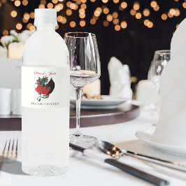 Black Dragon Rote Rose Fantasy Wasserflaschenetikett