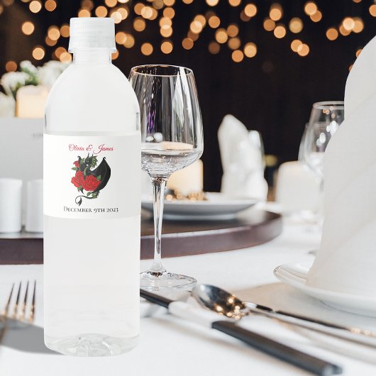 Black Dragon Rote Rose Fantasy Wasserflaschenetikett