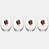 Black Dragon Rote Rose Fantasy Weinglas Ohne Stiel (Vorderseite)