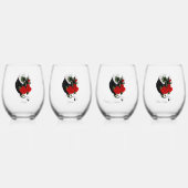 Black Dragon Rote Rose Fantasy Weinglas Ohne Stiel (Hinten)