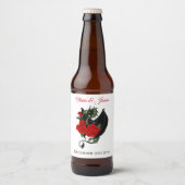Black Dragon Rote Rosen Fantasy Wedding Bierflaschenetikett (Vorderseite)