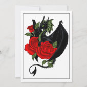 Black Dragon Rote Rosen Fantasy Wedding Einladung (Rückseite)