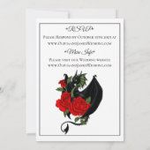 Black Dragon Rote Rosen Fantasy Wedding Einladung (Rückseite)