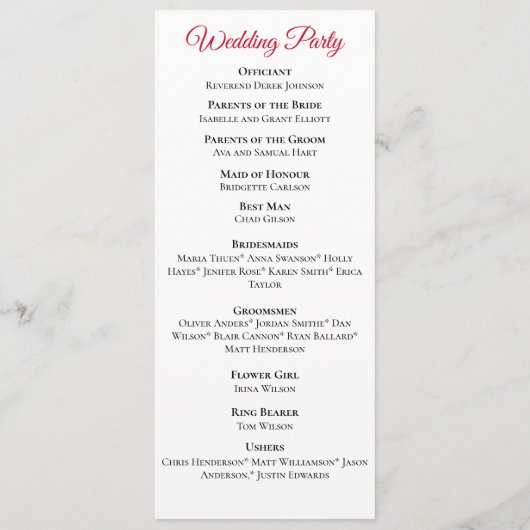 Black Dragon Rote Rosen Fantasy Wedding Programm (Rückseite)