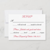 Black Dragon Rote Rosen Fantasy Wedding RSVP Karte (Vorderseite)