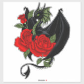 Black Dragon Rote Rosen Lavender Aufkleber (Blatt)