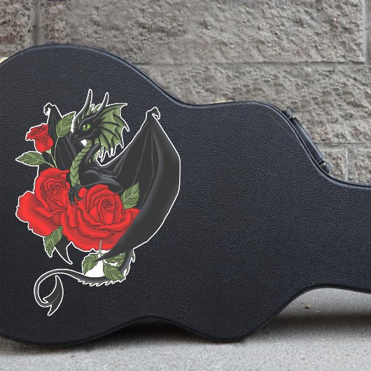Black Dragon Rote Rosen Lavender Aufkleber